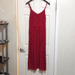 Old Navy red and white polka dot Cami dress adjustable straps. Large tall.